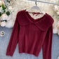 Cute Lapel Sweater Long Sleeve Sweater      S4378
