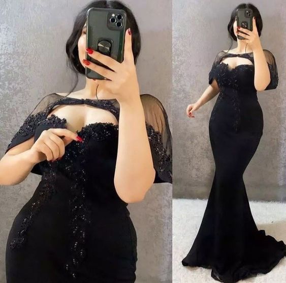 Cute Mermaid Black Prom Dresses        S3671