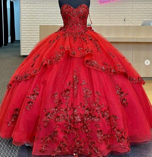 Red Quinceanera Dress Ball Gown, Sweet 16 Dresses, Sweet 15 Dresses         S3848