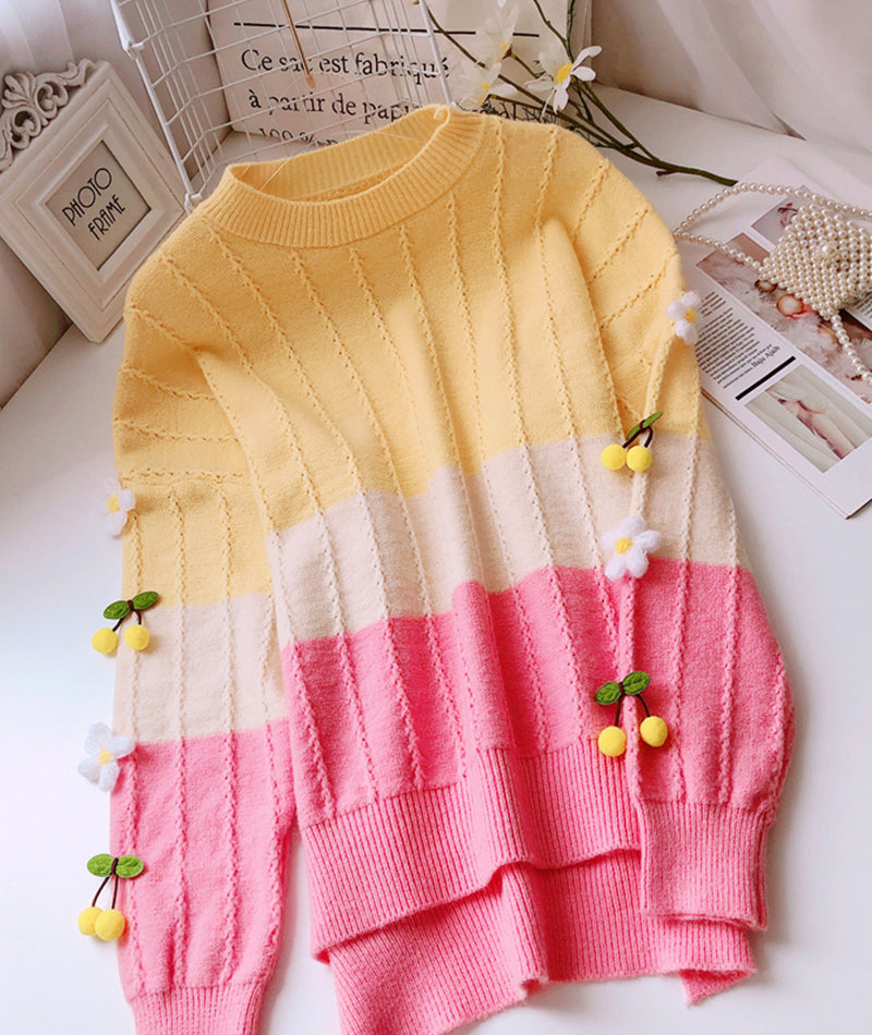 Lovely Flowers Long Sleeve Sweater      S4374