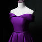 Cute Short Sweetheart Satin Off Shoulder Purple Short Prom Dresses       S2968