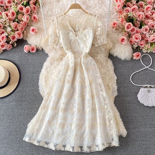 Cute Lace Short A Line Dress Fashion Dress      S4483