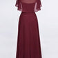 Elegant Princess Chiffon Satin V-Neck short-sleeves Floor-Length Bridesmaid Dress     S2904