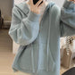 Blue loose zipper sweater for women knitted cardigan      S3407