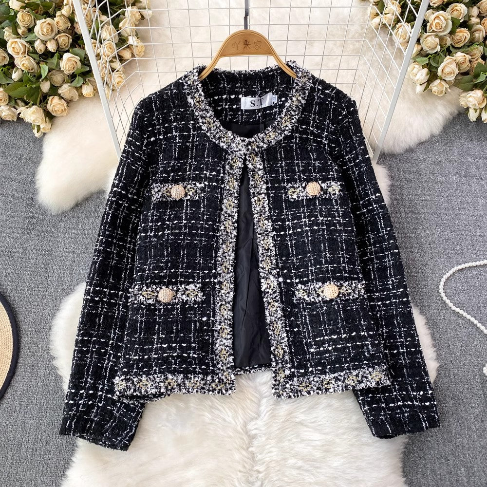 round neck short coat women's casual jacket top       S4167