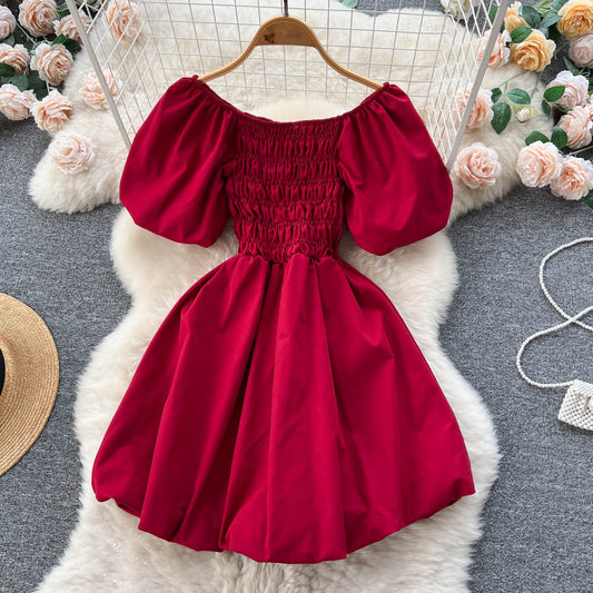 Cute Puff Sleeve Dress, A-line Fashion Girl Dress       S4409