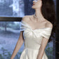 Satin little party dress, white dress, light luxury daily dress,homecoming dress   S3277