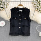 round neck vest jacket for women fashionable and chic short sleeveless top     S4128
