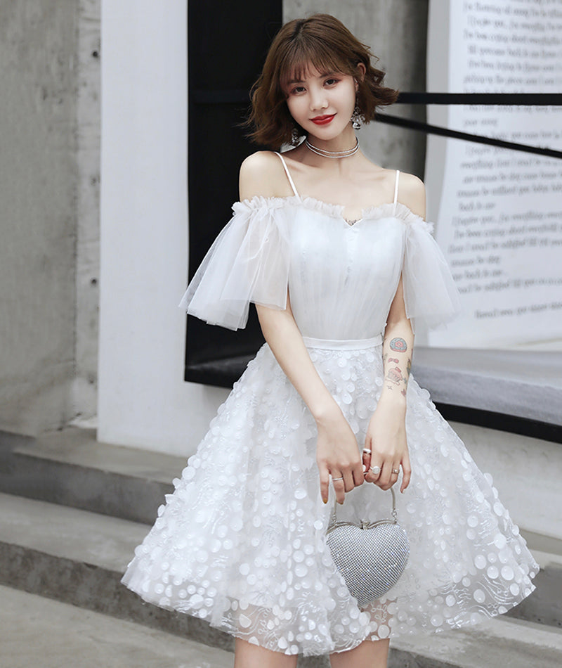 White Tulle Short Prom Dress Homecoming Dress     S2582