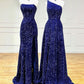 Unique Velvet Sequin Mermaid Burgundy Long Prom Dress, Burgundy Formal Evening Dress     S3572