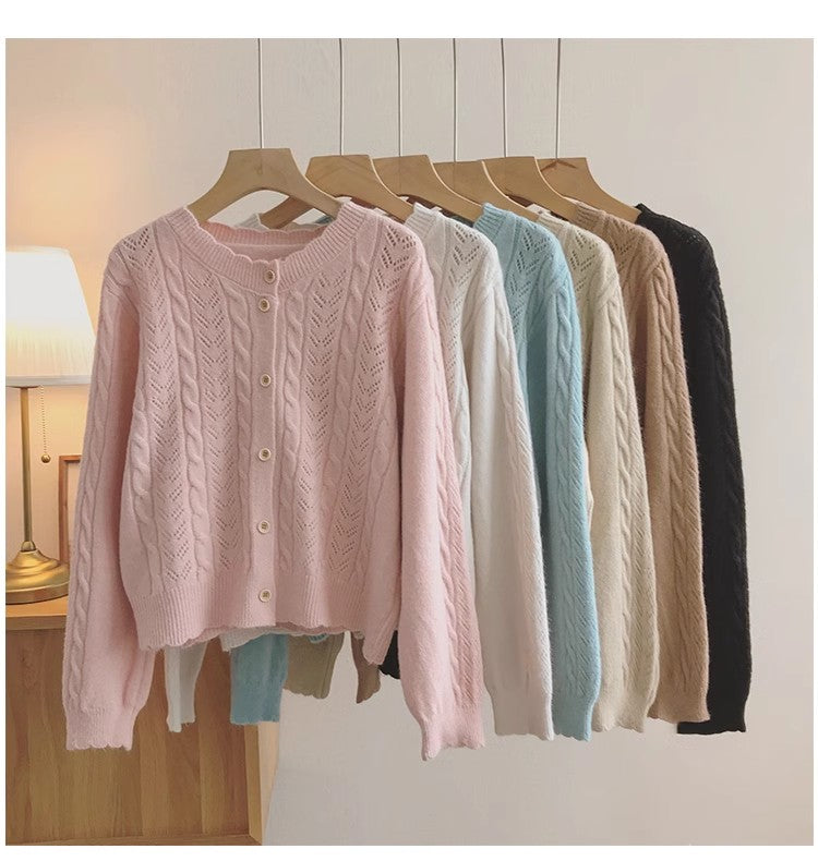 Soft cardigan sweater for women solid color knitted top jacket     S4827