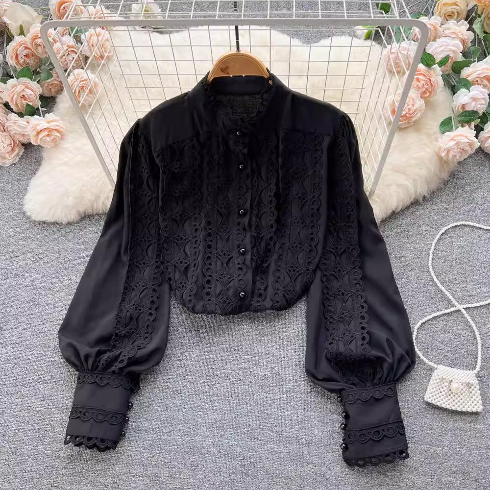 design long-sleeved shirt tops for women beautiful shirts     S4626