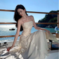 Fairy high-class temperament mermaid Ji streamer suspender skirt dress dress one shoulder dress R1715