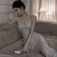 Streamer silver sequins French niche sling dress temperament waist fishtail hip dress R1519