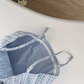 Blue plaid lace slim high-end detachable suspender tube top long dress R0298