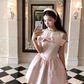 Pink waist satin sleeveless suspender dress women's summer French style skirt R4660