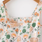 French retro floral big flower slimming waist cinching strapless dress new R2877