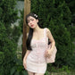 Light pink floral suspenders youthful waist slim sexy short skirt homecoming dress R4045