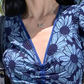Heavy blue daisy embroidery V-neck dress sweet short skirt French waist lace A-line skirt R0184