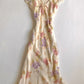 Apricot floral V-neck slim waist long skirt homecoming dress R2675