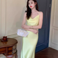 High-grade silk suspender dress 2025 new women's slim fit base acetate vest long skirt R0996