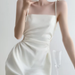 French satin suspender dress sexy slim holiday hollow wear gentle high-end skirt R1480