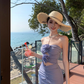 French holiday style purple flower hollow design tube top dress female seaside holiday sexy long dress R0305
