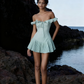 Pink ruffled one-shoulder waist slim short skirt homecoming dress R2946