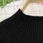 Temperament black long-sleeved fake two-piece knitted pleated dress 2025 elegant long skirt R0366