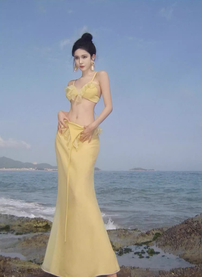 Sexy suspender dress pure desire style clothes super fairy vacation wear backless beach dress R1572