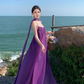 Purple beach dress backless dress loose chiffon suspender long dress seaside holiday dress R1595