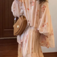 Gentle temperament floral dress waist beautiful summer skirt R0748