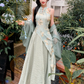 Fairy New Chinese Retro Temperament Splicing Printed Long Skirt Sleeveless Halter Neck Dress R1711