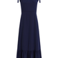 2025 Summer New Blue Beach Temperament Seaside Vacation Long Suspender Dress R0960