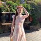 Long printed halter neck dress for women summer French style skirt R4831