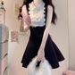 High-grade black sleeveless vest dress with lace waist and a-line tutu skirt R0755