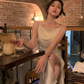 Strapless Dress Women Elegant Summer Fashion Evening Party Vintage Midi Satin Dresses       S5412