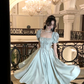 Women's Burgundy Evening Party Dress, Summer Elegant Romantic Prom A-line Graduation Dresses          S5444