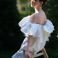 Elegant Off-shoulder White Bridal Gown With Train      S5434