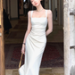 Women Elegant Sleeveless Bodycon Dress Sexy Spaghetti Strap Midi Dress Evening Party Wear        S5407