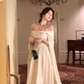 Ivory Satin Long Prom Dresses Evening Party Dresses         S5443