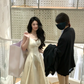 Elegant solid color princess evening party dress, black graduation dress     S5397