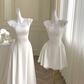 Elegant Party Dress Women White Midi Dress Vintage Birthday Casual A Line Dresses       S5400