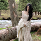 Elegant Midi Dress Women Square Collar Long Sleeve Lace Mermaid Dresses Fashion Robe       S5405
