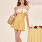 Bowknot waist pleated dress off-the-shoulder tube dress R5246