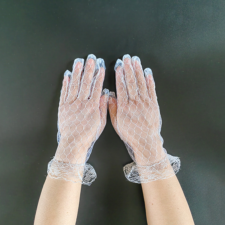 Short lace gloves sexy mesh retro elegant bride wedding photo performance dress     S6257