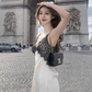 Large size French sexy V-neck lace dress backless unique design suspender long dress R1844