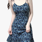 2025 Summer New Blue Floral Vacation Petite Short A-line Suspender Dress R0935