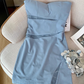 Pure sexy tube top dress for women new style waist slimming mesh short hip skirt R3994