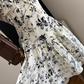 French floral V-neck short dress for women summer ruffled skirt R1991
